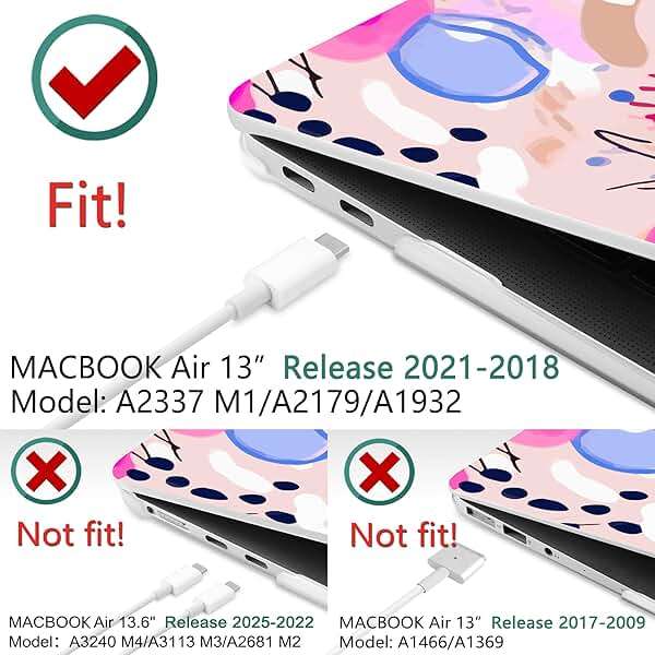 DONGKE Compatible with MacBook Air 13 inch Case 2021 2020 2019 2018 Release A2337 M1 A2179 A1932 with Retina Display & Touch ID, Plastic Hard Shell & Keyboard Cover - Floral Artistic - Image 3