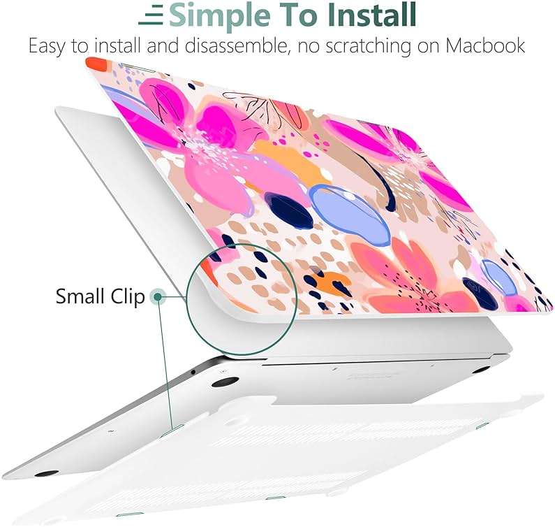 DONGKE Compatible with MacBook Air 13 inch Case 2021 2020 2019 2018 Release A2337 M1 A2179 A1932 with Retina Display & Touch ID, Plastic Hard Shell & Keyboard Cover - Floral Artistic - Image 4