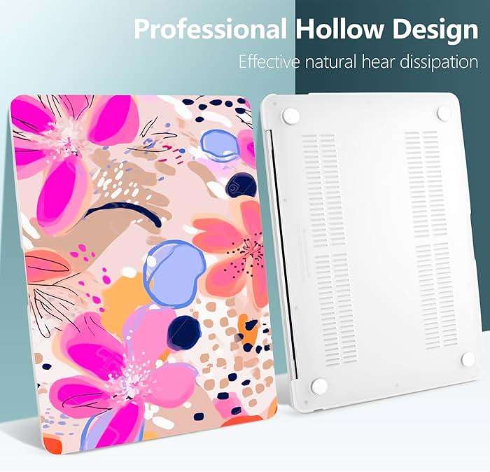 DONGKE Compatible with MacBook Air 13 inch Case 2021 2020 2019 2018 Release A2337 M1 A2179 A1932 with Retina Display & Touch ID, Plastic Hard Shell & Keyboard Cover - Floral Artistic - Image 6