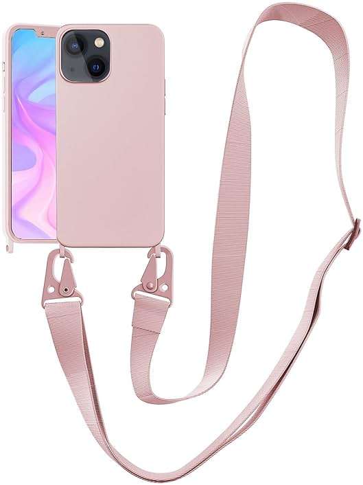 VooDirop Compatible with iPhone Xr Case with Strap, Crossbody iPhone Case with Lanyard Adjustable Shockproof Drop Protection Silicone Phone Cover for iPhone Xr 6.1'' Pink - Image 1