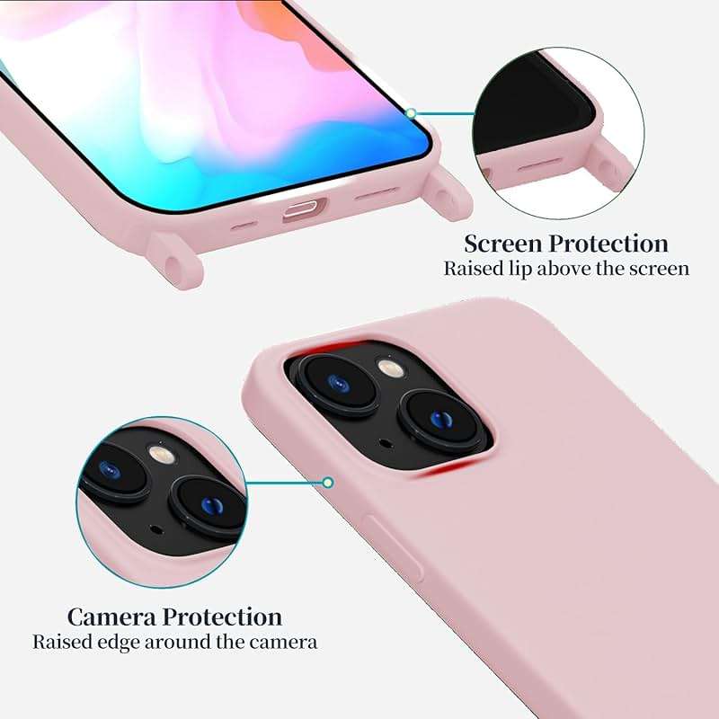 VooDirop Compatible with iPhone Xr Case with Strap, Crossbody iPhone Case with Lanyard Adjustable Shockproof Drop Protection Silicone Phone Cover for iPhone Xr 6.1'' Pink - Image 2