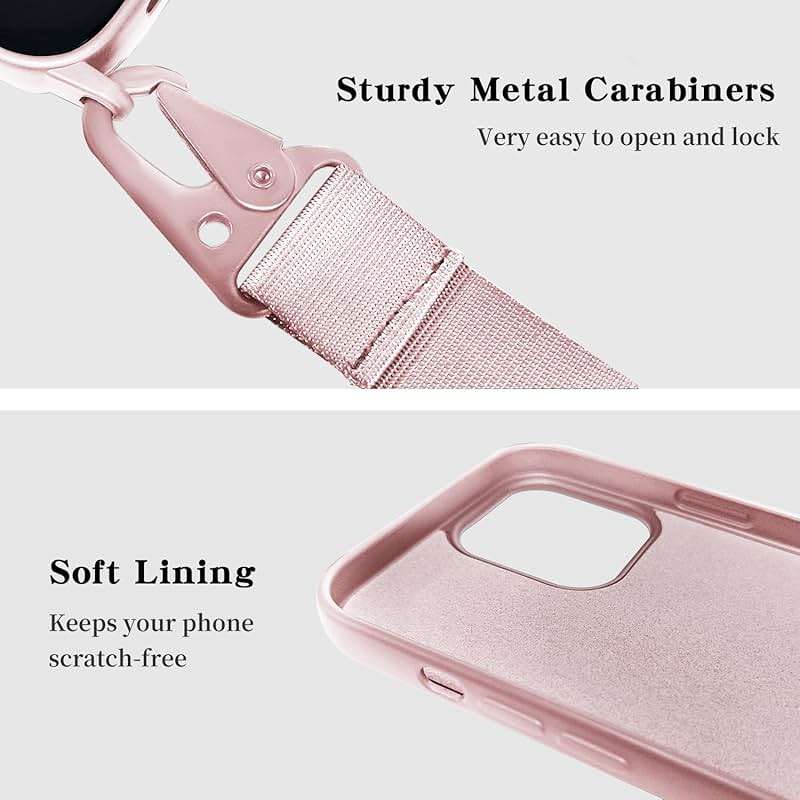 VooDirop Compatible with iPhone Xr Case with Strap, Crossbody iPhone Case with Lanyard Adjustable Shockproof Drop Protection Silicone Phone Cover for iPhone Xr 6.1'' Pink - Image 3