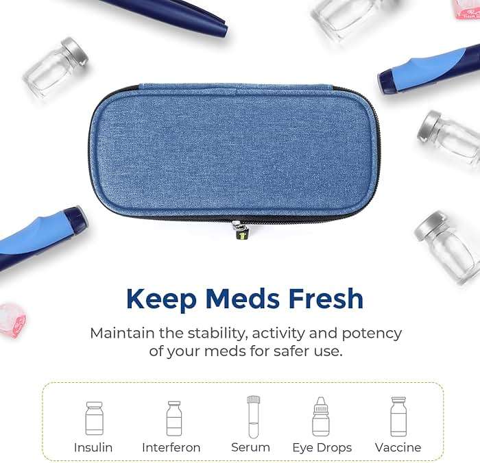 AUVON Insulin Pen Cooler Travel Case with 2 * 90g TSA Approved Ice Packs, Diabetic Medication Insulated Cooling Bag for Insulin Pens and Diabetic Supplies Storage, Compact for Daily Life and Trips - Image 7