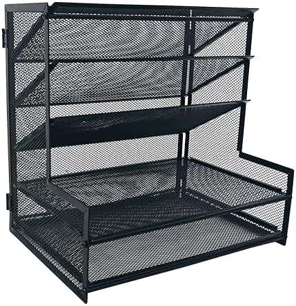 SETTFRFE Metal Desktop File Holder Organizer with 5 Tier Paper Tray, Office Supplies Desk Organizer, Black - Image 7