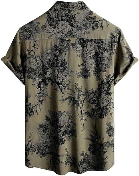 JOTOOK Mens Hawaiian Shirt Short Sleeve Button Down Tropical Shirts Casual Floral Summer Beach Shirt - Image 2