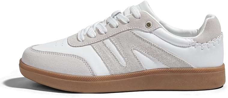 LUCKY STEP Women Classic Retro Gum Sole Fashion Sneakers Casual Tennis Skate Shoe Genuine Leather Walking Footwear Anti Slip Trainers - Image 1
