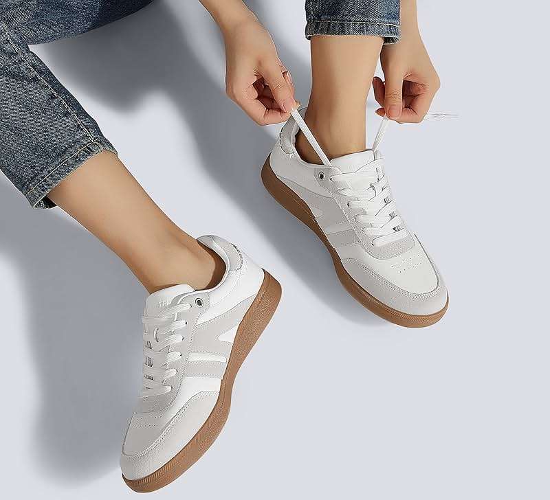 LUCKY STEP Women Classic Retro Gum Sole Fashion Sneakers Casual Tennis Skate Shoe Genuine Leather Walking Footwear Anti Slip Trainers - Image 6