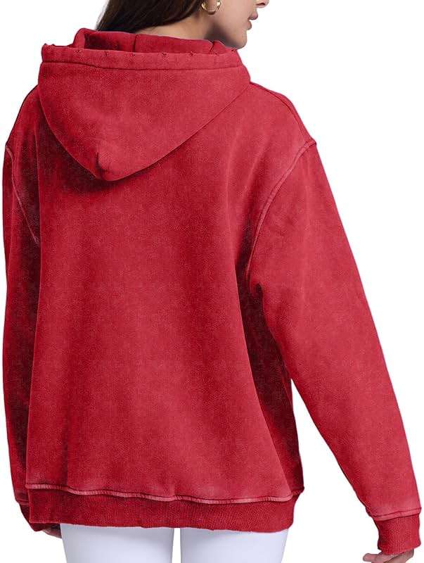 FAIABLE Womens Oversized Acid Wash Hoodie Unisex Heavyweight Cotton Hoodies Fleece Vintage Washed Sweatshirt Women Men - Image 4