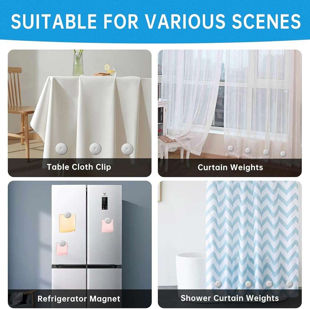 MtMinn Shower Curtain Weights - Silicone Fully Wrapped Rustproof Shower Curtain Magnets, No Sew, Waterproof, Anticollision - Heavy Outdoor Weighted Clips for Drapery, Tablecloth, Flag (4 Pairs) - Image 6