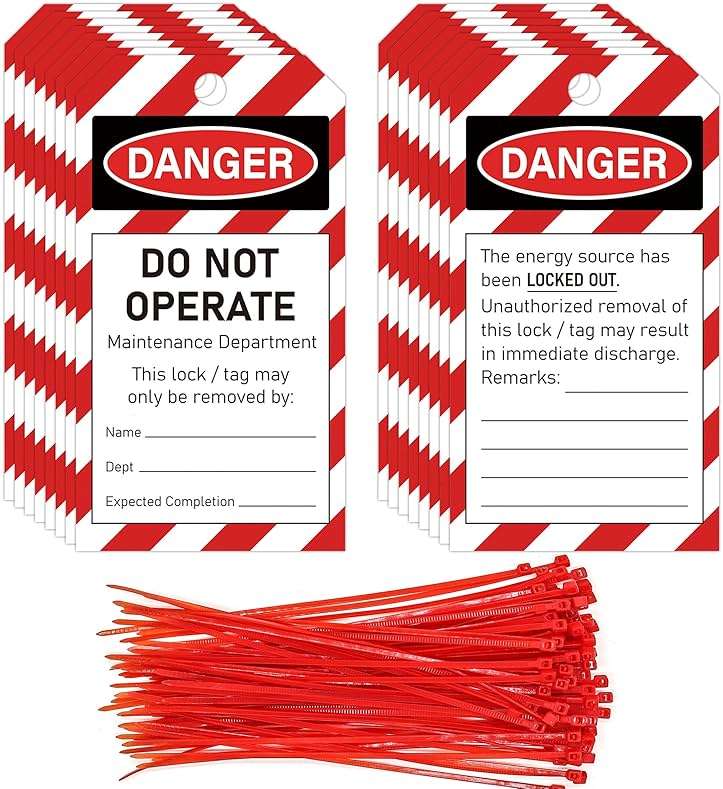 YHNTGB 50PCS Lockout Tagout Tags Do not Operate Equipment Labels with 50 Zip Ties OSHA Compliant for Out of Service Machine Maintenance - Image 1