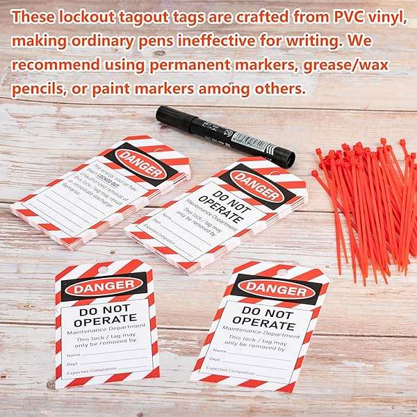 YHNTGB 50PCS Lockout Tagout Tags Do not Operate Equipment Labels with 50 Zip Ties OSHA Compliant for Out of Service Machine Maintenance - Image 6