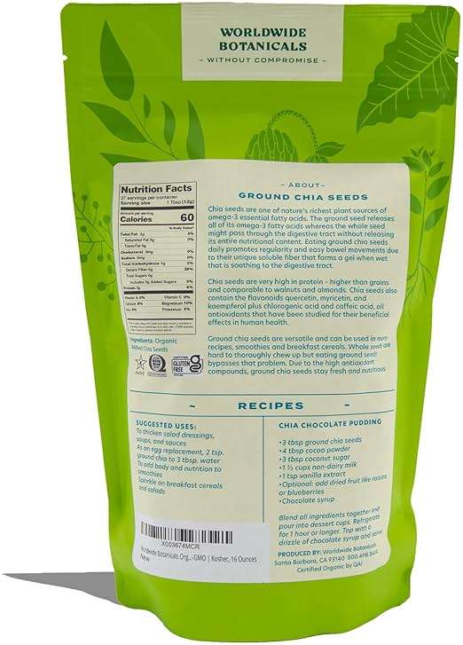 Worldwide Botanicals Organic Ground Chia Seeds, 1 Pound - Excellent Source of Fiber, Protein, and Omega-3 Fatty Acids | Gluten-Free | Vegan | Non-GMO | Kosher, Pack of 2 - Image 7