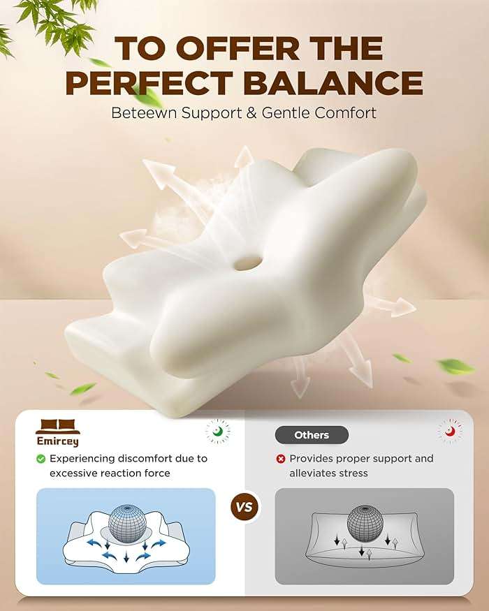 Sleep Doctor Approved Cervical Neck Pillow Sleeping, Ergonomic Contour Side Sleeper Pillows Adults, Cooling Orthopedic Pillow Pain Relief Support, Memory Foam Back Stomach Sleepers Grey Standard - Image 6