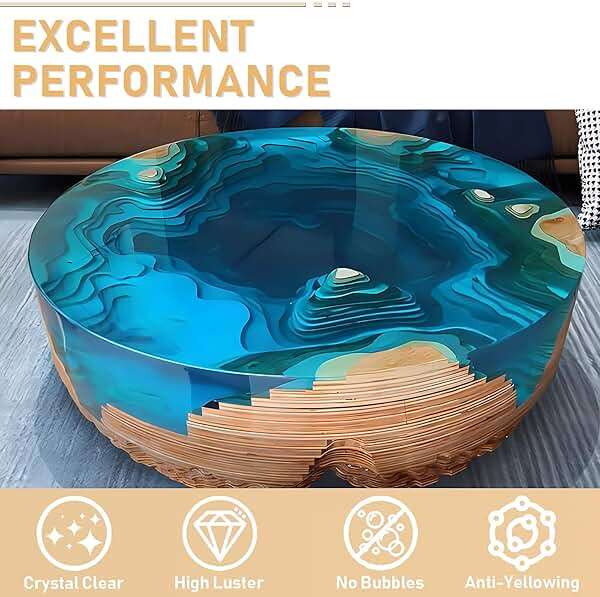 Puduo Epoxy Resin Kit 1.1Gallon，Newly Formulated Crystal Clear Epoxy Resin，Strong, Bubble-Free, Anti-Yellowing Art Resin that，Suitable for Casting, DIY, Resin Art, Molds, Easy to Mix 1:1 Ratio - Image 5