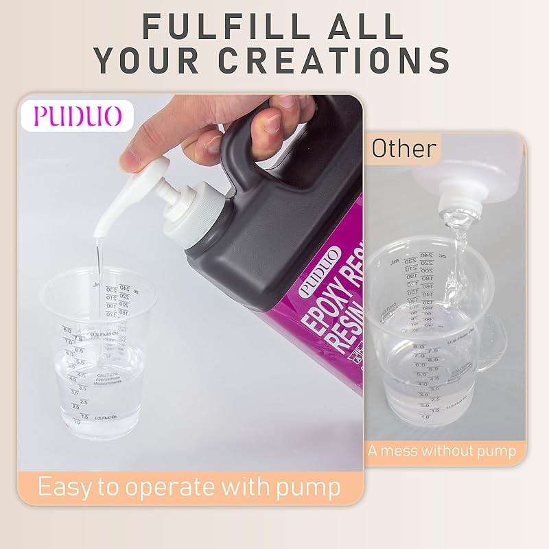 Puduo Epoxy Resin Kit 1.1Gallon，Newly Formulated Crystal Clear Epoxy Resin，Strong, Bubble-Free, Anti-Yellowing Art Resin that，Suitable for Casting, DIY, Resin Art, Molds, Easy to Mix 1:1 Ratio - Image 7