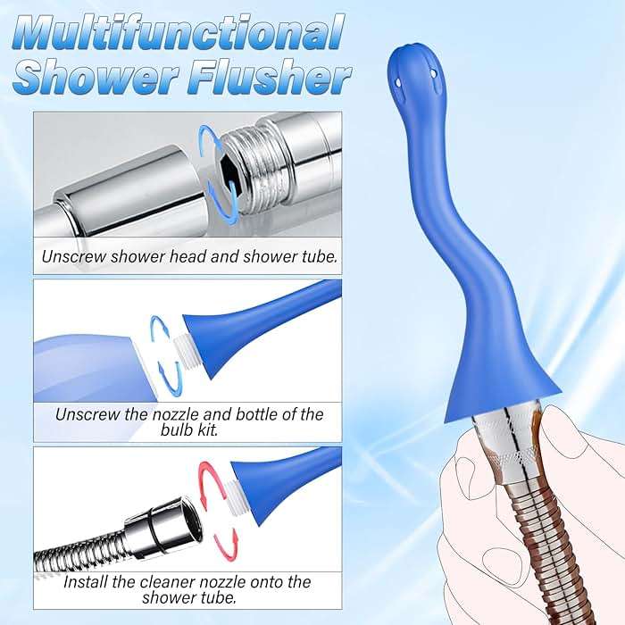 Enema Anal Douches for Men Women - Enema Bulb with Bendable Silicone Nozzles for Men Women Colon Cleanse, Anti Backflow Shower Douche Enema Kit with Lube, Anal Cleansing Feminine Care Douche Bottles - Image 4