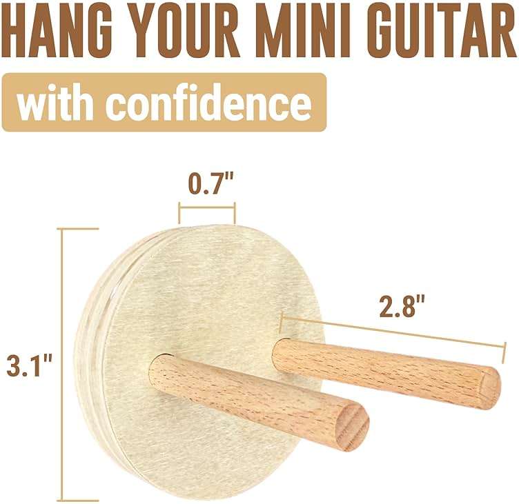 Samorillo [2 Pack] Wall Mounts for Mini Guitars & Ukuleles - Wooden Hooks With Mounting Hardware - Install in Minutes and Hang With Confidence - Image 2