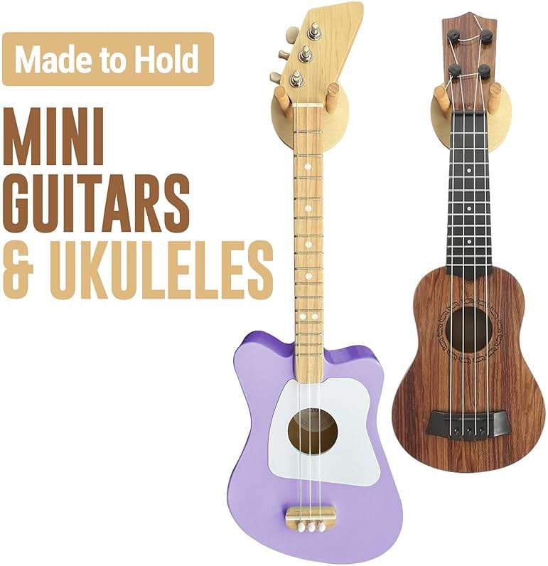 Samorillo [2 Pack] Wall Mounts for Mini Guitars & Ukuleles - Wooden Hooks With Mounting Hardware - Install in Minutes and Hang With Confidence - Image 4