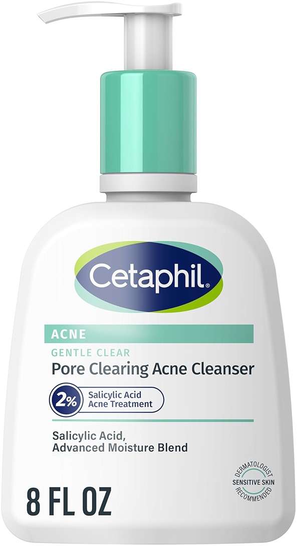 Cetaphil Gentle Clear Pore Clearing Acne Cleanser, Foaming Gel Cleanser for Sensitive, Acne-Prone Skin, 8 Fl Oz Pump Bottle, 2% Salicylic Acid, Gently Exfoliates, Dermatologist Recommended Brand - Image 1