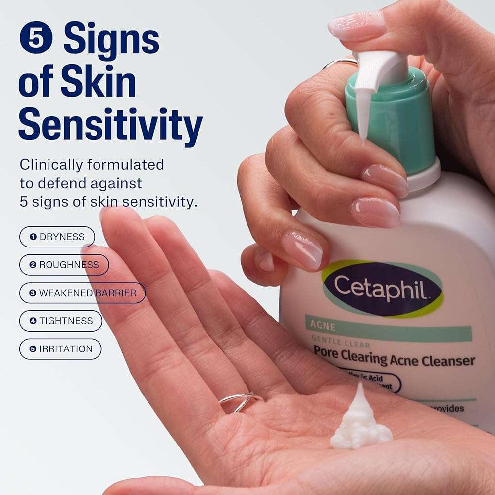 Cetaphil Gentle Clear Pore Clearing Acne Cleanser, Foaming Gel Cleanser for Sensitive, Acne-Prone Skin, 8 Fl Oz Pump Bottle, 2% Salicylic Acid, Gently Exfoliates, Dermatologist Recommended Brand - Image 2