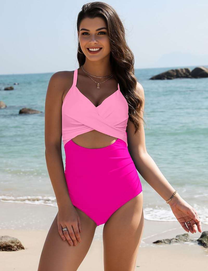 Buauty Women's Tummy Control One Piece Swimsuit Cutout High Cut Bathing Suit Adjustable Straps Slimming Swimwear - Image 2