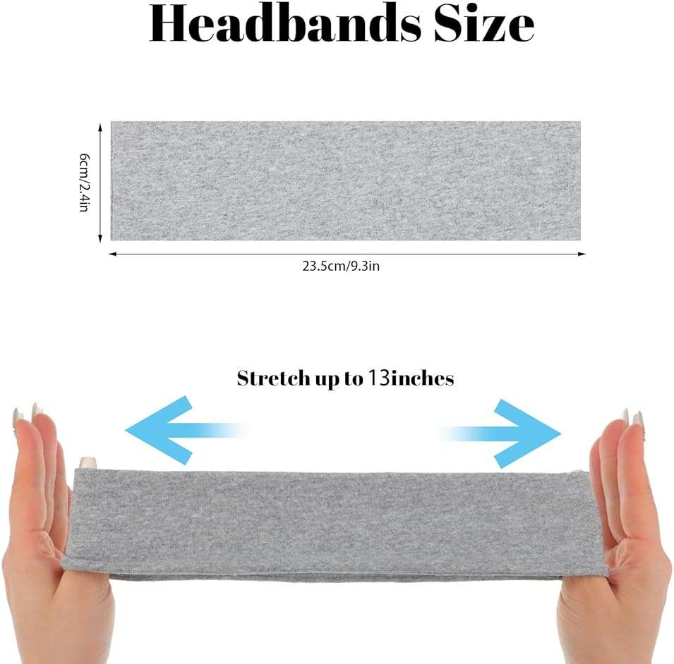 8 Pack Headbands for Women, Non Slip Sport Headbands Sweat Absorbing Cotton Hair Bands Stocking Stuffers for Women Girls - Image 3