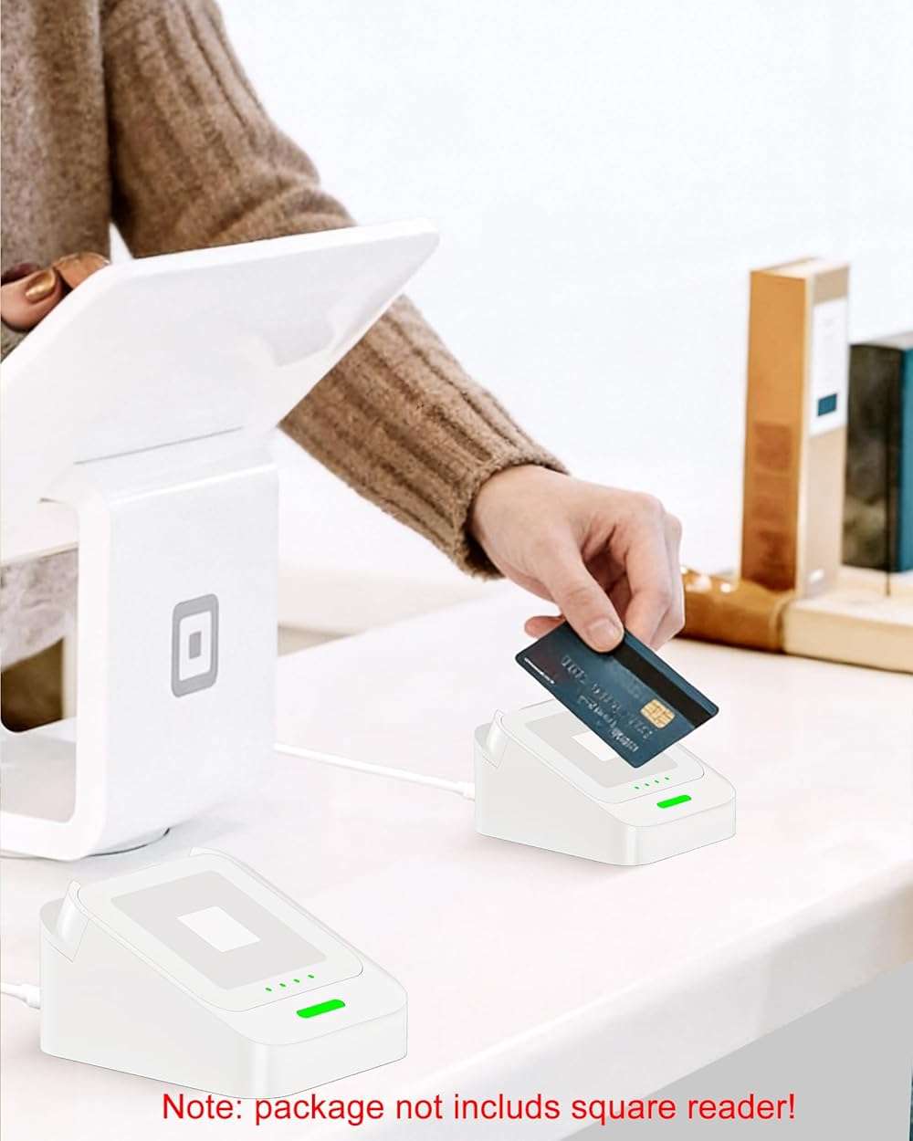 WUKUR Dock for Square Reader 2nd Generation, Holder Stand for Square Card Reader 2 Gen, Compact Dock with Upgraded Detachable USB-C Port and Smart Anti-Slip Button (Cable Included, No Device) - Image 8