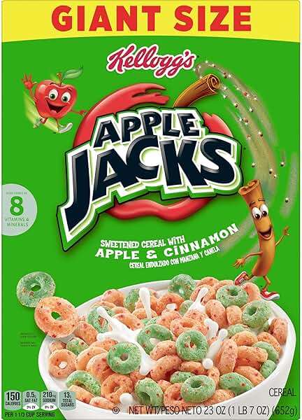 Kellogg’s Apple Jacks Breakfast Cereal, Kids Snacks, Family Breakfast, Giant Size, Original, 23oz Box (1 Box) - Image 7