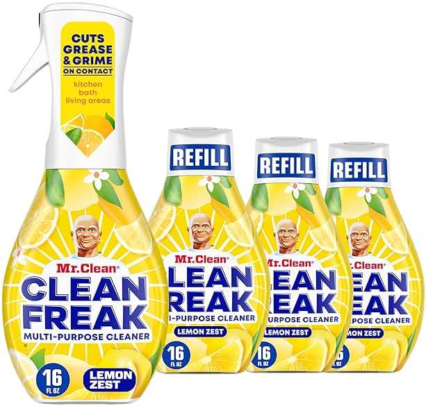 Mr. Clean Clean Freak Multi Surface Cleaning Spray, Deep Cleaning Mist Starter Kit and Refill Bundle, Lemon Zest Scent, 64 fl oz - Image 1