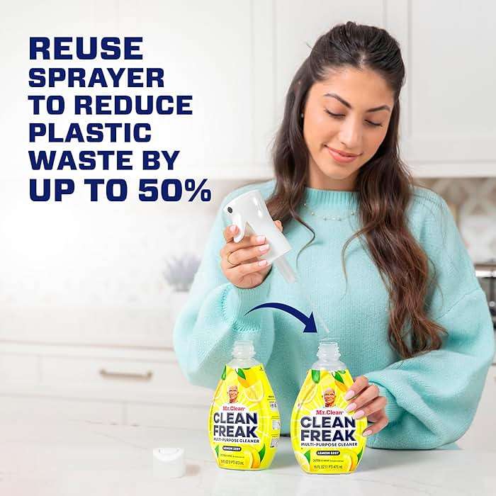 Mr. Clean Clean Freak Multi Surface Cleaning Spray, Deep Cleaning Mist Starter Kit and Refill Bundle, Lemon Zest Scent, 64 fl oz - Image 3