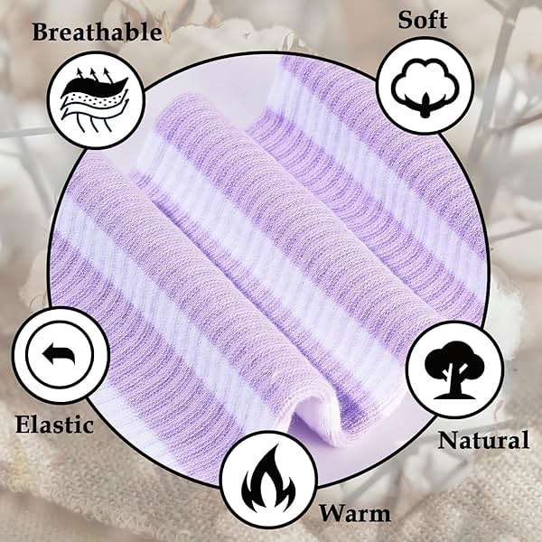Moon Wood Plus Size Thigh High Socks for Women Knit Cotton Extra Long Striped Over the Knee High Socks Leg Warmers - Image 4