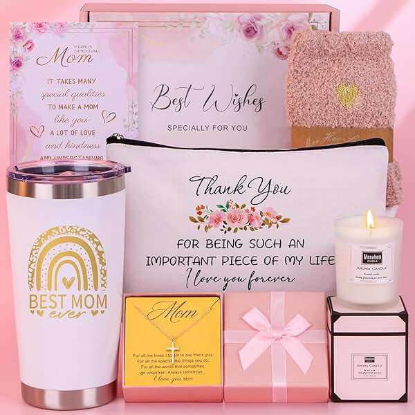 Mothers Day Gifts for Mom from Daughter Son - Unique Mom Birthday Gifts Ideas for Mother in Law, Mama, Stepmom, Best Mom Ever Gift Basket, Personalized Mothers Day Gift Box w/Tumbler - Image 1