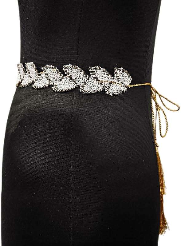 Purala Women's Fabric Kamarband Saree belt waist hip Waist for saree Girl gaun women Lehnga choli Tredisnal Hand Work bally chain cloth Belt (51 grey pan) - Image 3