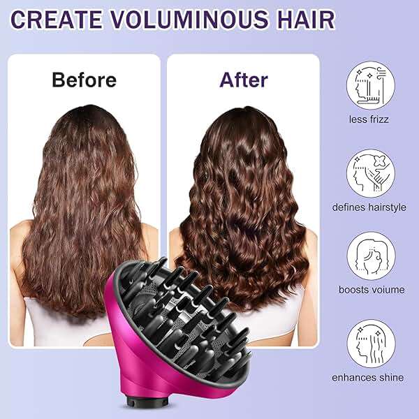Upgraded Large Diffuser Attachment for Dyson Airwrap Styler - Converts to Hair Dryer, Faster and Define Curls, Heat Resistant Nylon Fiber Nozzle Attachments, Rose - Image 3