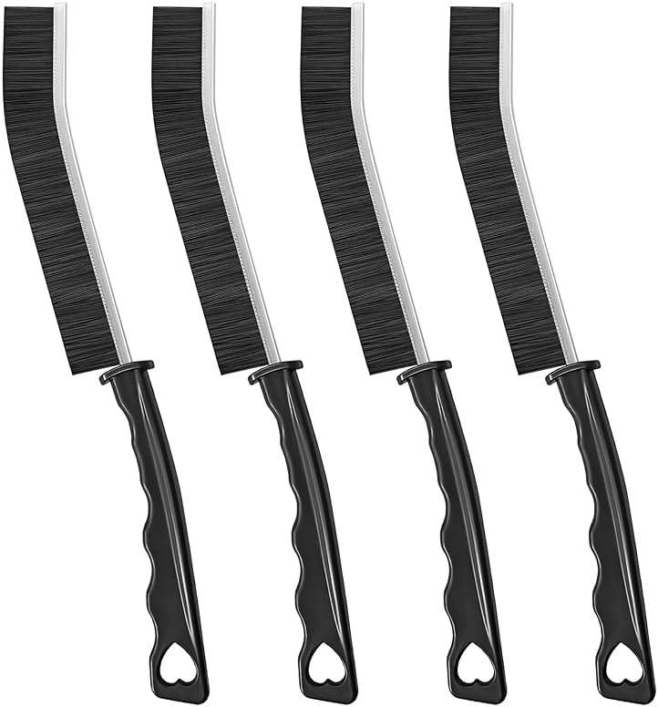 4TH Multi-Purpose Hard Bristle Crevice Cleaning Brush -Deep Reach Gap Cleaning Tool for Household Use -Versatile, Durable, Thin Brush to Clean Tight Spaces -4 Pcs, Black - Image 1