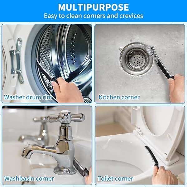 4TH Multi-Purpose Hard Bristle Crevice Cleaning Brush -Deep Reach Gap Cleaning Tool for Household Use -Versatile, Durable, Thin Brush to Clean Tight Spaces -4 Pcs, Black - Image 5