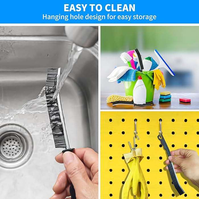 4TH Multi-Purpose Hard Bristle Crevice Cleaning Brush -Deep Reach Gap Cleaning Tool for Household Use -Versatile, Durable, Thin Brush to Clean Tight Spaces -4 Pcs, Black - Image 8