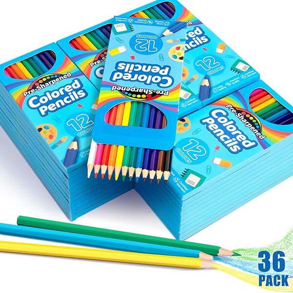 Jumlys 432 Count Colored Pencils Bulk for Kids, 36 Packs Pre-sharpened Coloring Pencils in 12 Colors, Bulk School Supplies for Teachers, Ideal Back to School Supplies & Classroom Prizes - Image 1
