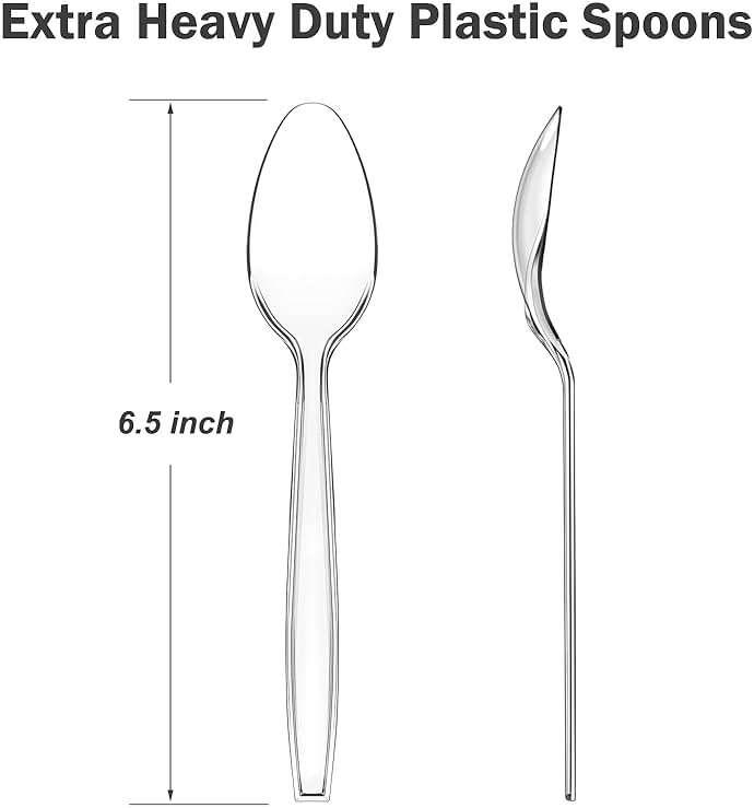 Dealusy 300 Count Clear Plastic Spoons Disposable, BPA-Free, Heat Resistant, Solid and Durable Disposable Spoons Heavy Duty Bulk, Premium Spoons plastic disposable for Party Supply - Image 3