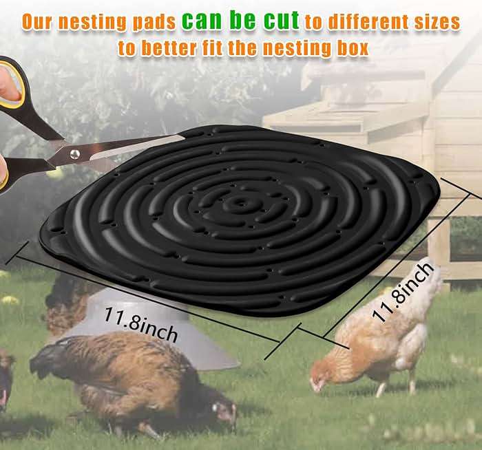 Skimzy Chicken Nesting Box Pads, 12 x 12 in Washable Reusable Nest Box Liners, 6-Pack, Breathable Drainage Design, Black - Image 2