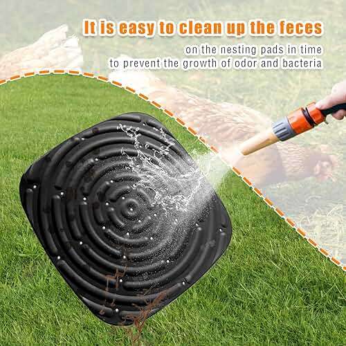 Skimzy Chicken Nesting Box Pads, 12 x 12 in Washable Reusable Nest Box Liners, 6-Pack, Breathable Drainage Design, Black - Image 3