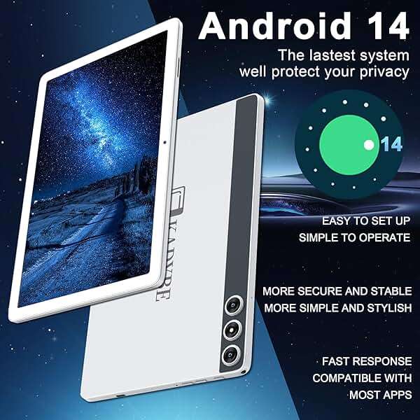 2026 Latest Android 15 Tablet, 10 inch Tablet with 128GB Storage 1TB Expandable 14GB RAM, Dual 4G Cellular Tablets with keyboard Support 5Ghz WiFi/Bluetooth 5.0, Octa-Core Processor, FHD IPS Screen - Image 2