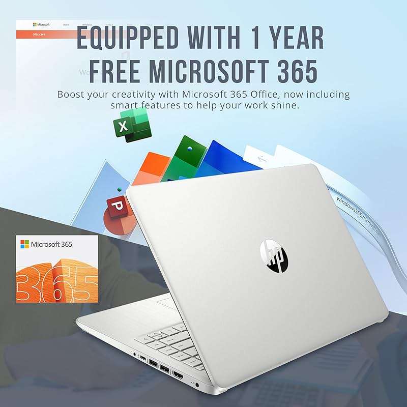 HP Stream 14" HD BrightView Laptop, Intel Celeron N4120, 16GB RAM, 288GB Storage (128GB UFS + 160GB Docking Station Set), Intel UHD Graphics, 720p Webcam, Wi-Fi, 1 Year Office 365, Win 11 S, Silver - Image 5