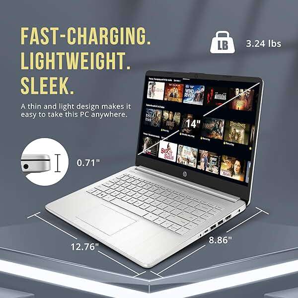 HP Stream 14" HD BrightView Laptop, Intel Celeron N4120, 16GB RAM, 288GB Storage (128GB UFS + 160GB Docking Station Set), Intel UHD Graphics, 720p Webcam, Wi-Fi, 1 Year Office 365, Win 11 S, Silver - Image 8