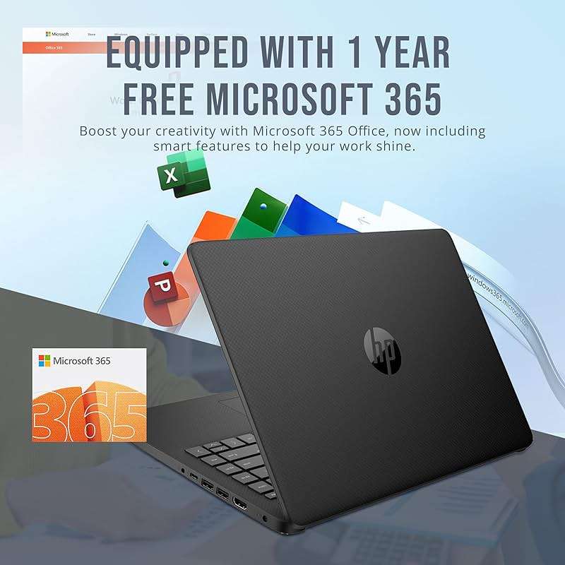 HP Stream 14" HD BrightView Laptop, Intel Celeron N4120, 16GB RAM, 288GB Storage (128GB eMMC + 160GB Docking Station Set), Intel UHD Graphics, 720p Webcam, Wi-Fi, 1 Year Office 365, Win 11 S, Black - Image 5