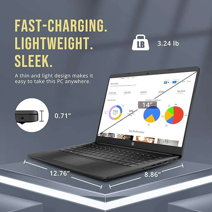 HP Stream 14" HD BrightView Laptop, Intel Celeron N4120, 16GB RAM, 288GB Storage (128GB eMMC + 160GB Docking Station Set), Intel UHD Graphics, 720p Webcam, Wi-Fi, 1 Year Office 365, Win 11 S, Black - Image 8