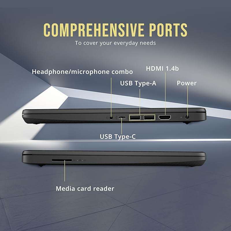 HP Stream 14" HD BrightView Laptop, Intel Celeron N4120, 16GB RAM, 288GB Storage (128GB eMMC + 160GB Docking Station Set), Intel UHD Graphics, 720p Webcam, Wi-Fi, 1 Year Office 365, Win 11 S, Black - Image 9