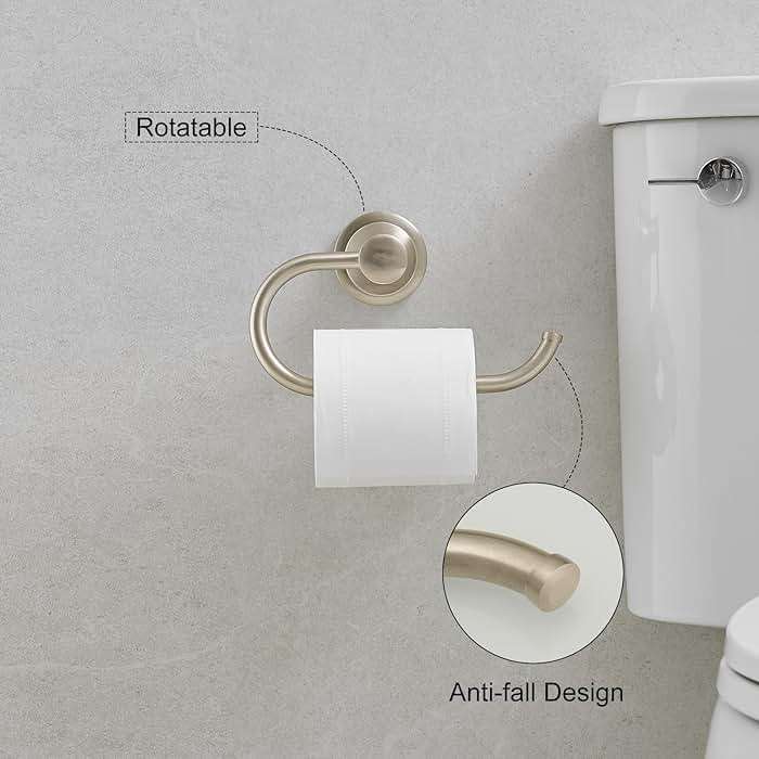 Hoimpro Brushed Nickel 2-Piece Bathroom Bath Set, Wall Mounted Bathroom Hardware Fixture (Towel Ring Holder, Toilet Paper Towel Holder), Bathroom Accessories, Stainless Steel and Zinc Alloy - Image 4