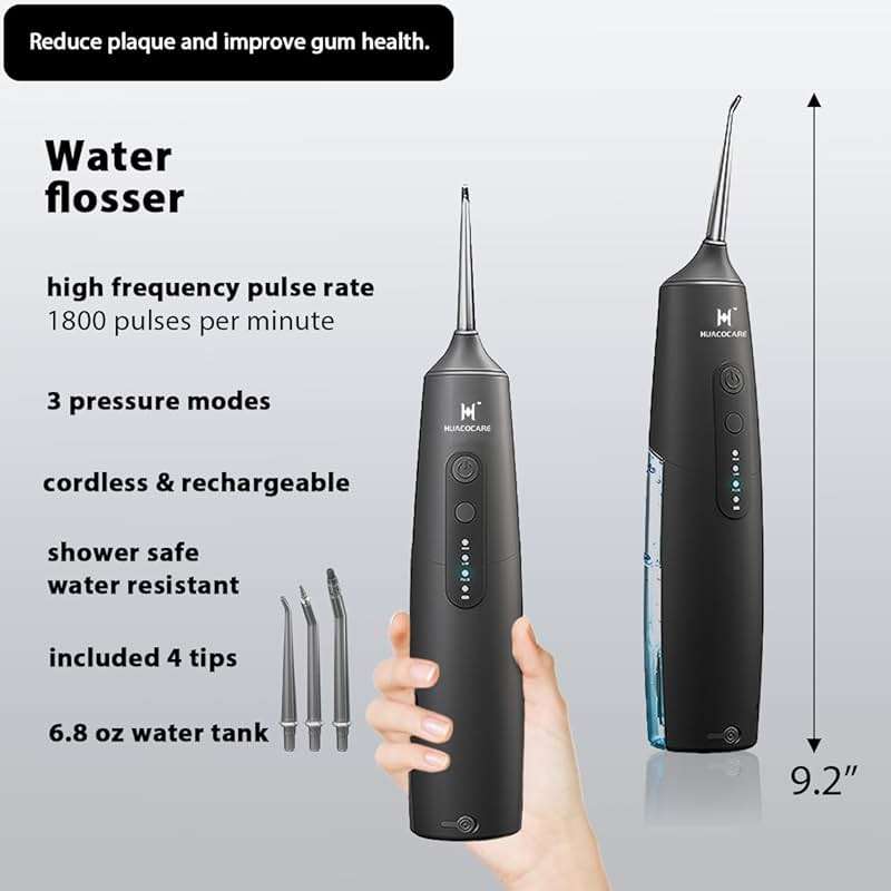 2-1 Oral Clean Kit- Water Dental flosser & Electric Toothbrush Combo- Brushing & Flossing- for Teeth Cleaning and Gum Health (Black) - Image 3