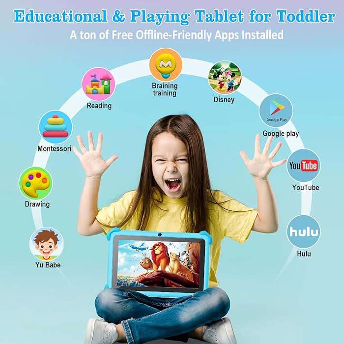 Trayoo Kids Tablet, 7 inch Tablets for Kids, 32GB Toddler Tablet with Case Included, Parental Control, Dual Camera, GMS, WiFi (Blue) - Image 2